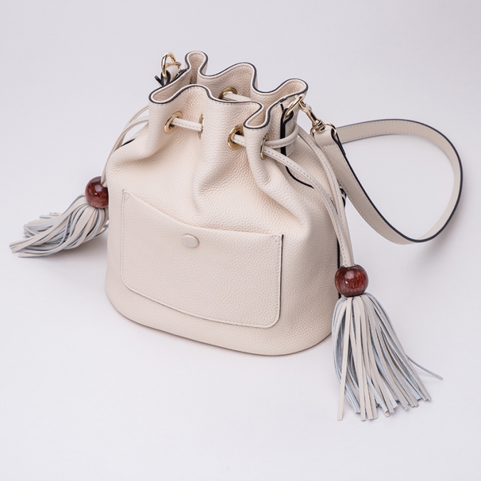 borsa a secchiello in pelle di grano stilista su ordinazione della nuova fabbrica di borse con manico intrecciato 