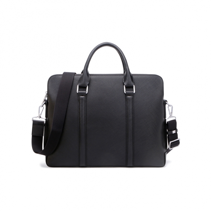 Men's Black Leather Satchel Briefcase