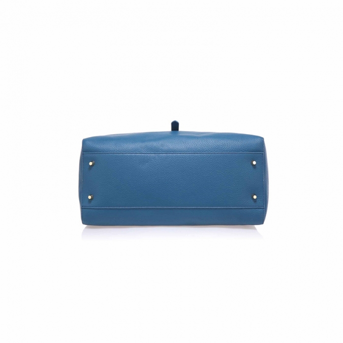borsa a mano tote handbag in pelle blu di grandi dimensioni 
