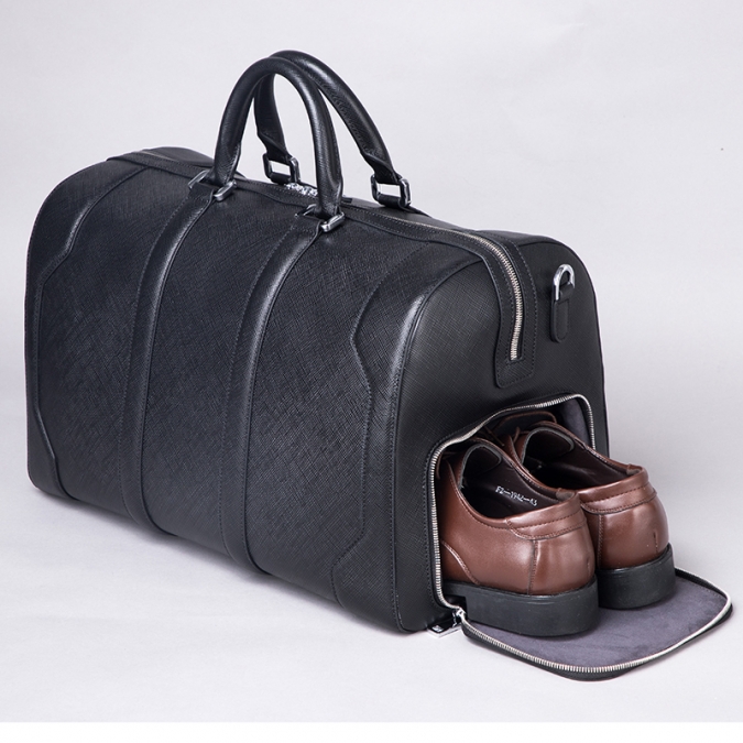 borse da viaggio in pelle saffiano da uomo di qualità di lusso personalizzate con tasca per scarpe 