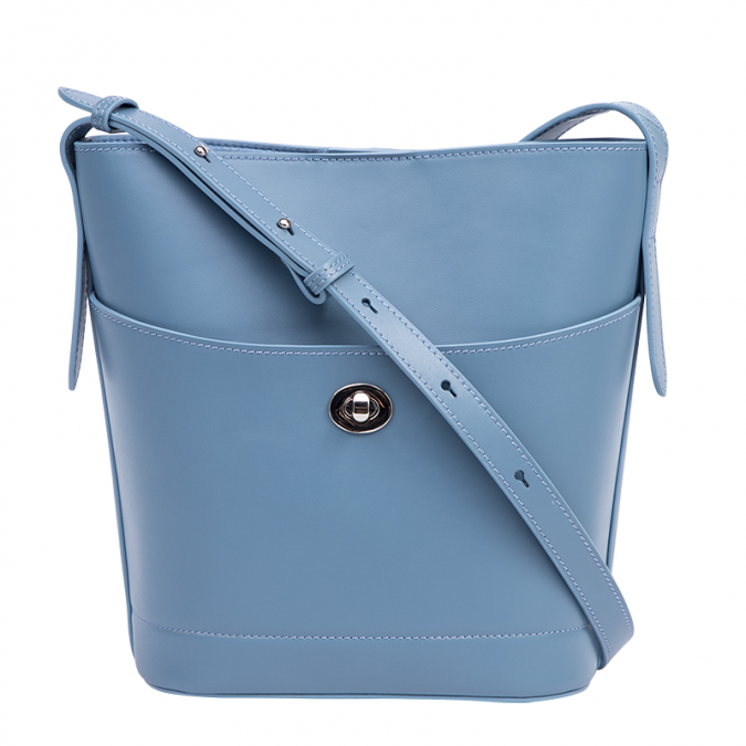 Set borsetta in vera pelle di colore azzurro dello stilista 2020 con la custodia interna 